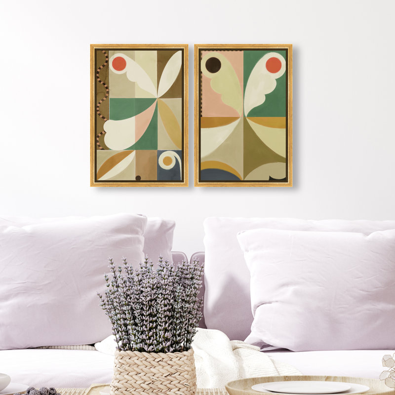 Butterfly Deco Set Set by Oliver Gal, 92"H x 62"W, Gold Floater Frame