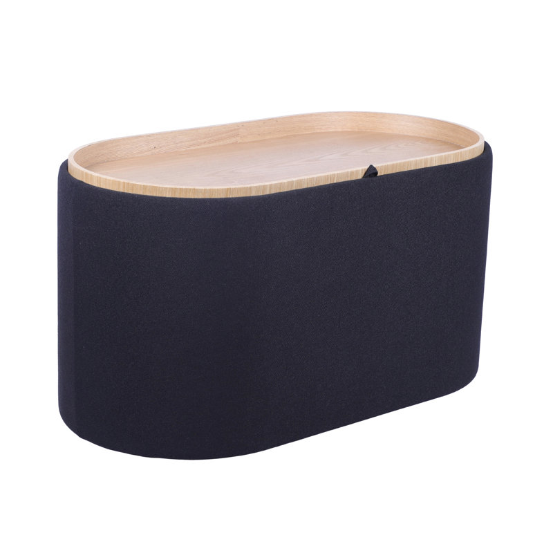 Repose-pieds avec rangement et plateau réversible en bois, noir, Noir