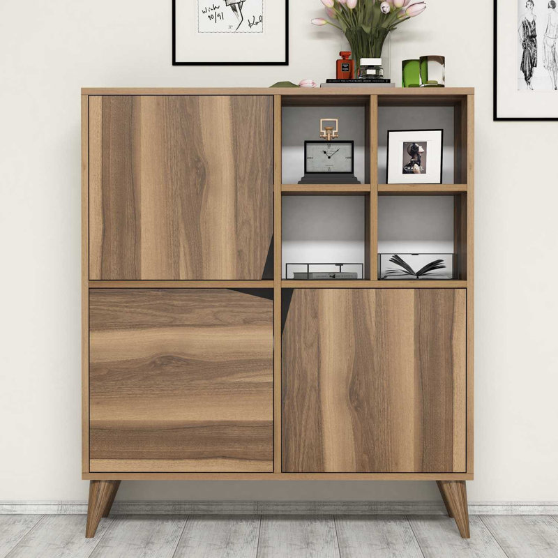 Stylish Multi-Purpose Cabinet, Walnut Finish, 39.4 x 45.3 x 11.8 inches | 100% Melamine Coated Particle Board, Thickness: 0.7 inches | Wall-Mountable with Multiple Shelves, Perfect for Modern Spaces, Elegant Design