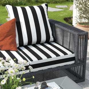 Rohando Stripe Outdoor/Indoor 2-Piece Deep Seat Cushion Set for Patio Furniture, Natural Grey Latitude Run Fabric: Gray