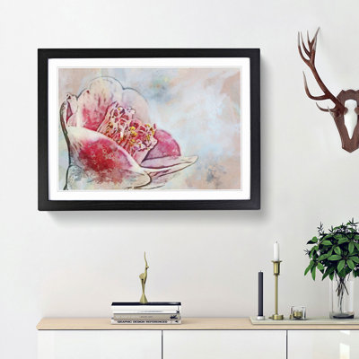 Blossoming Pink Camellia Flower in Abstract - Picture Frame Painting Print