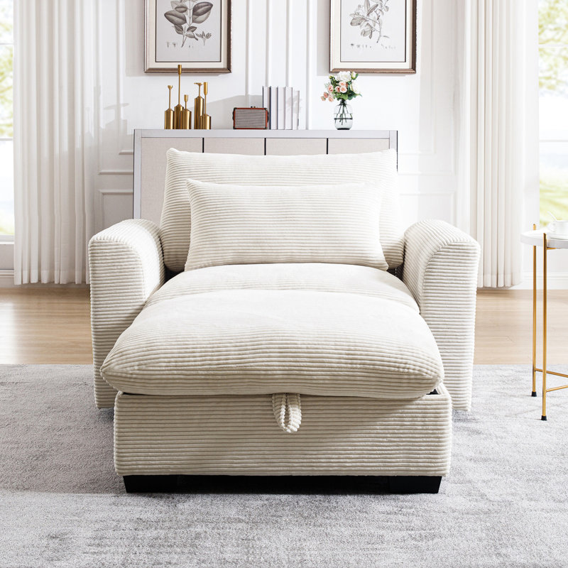 Canapé beige en velours côtelé pour appartement, avec coussins moelleux et confortables, H 30,41 po x l 30,28 po x P 30,21 po