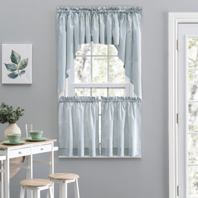 Charis Cotton Blend Striped Tailored Cafe Curtain