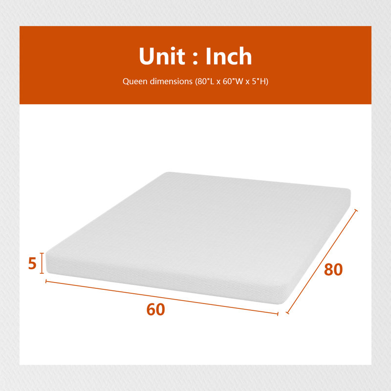 Alwyn Home Meridianville Medium Memory Foam Mattress, Queen, 5"