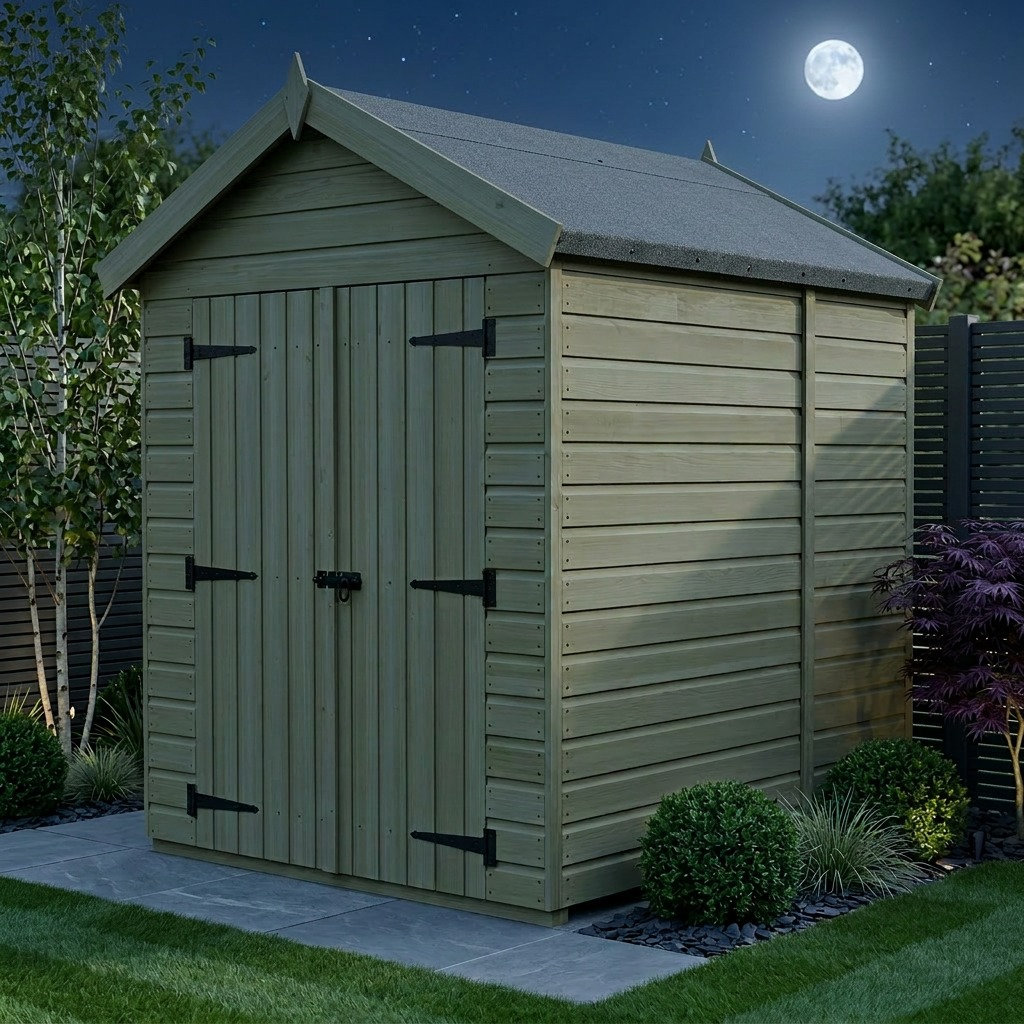 Total Sheds 7ft x 6ft Apex Garden Shed - Double Door - No Windows - Pressure Treated Timber - UK Manufactured