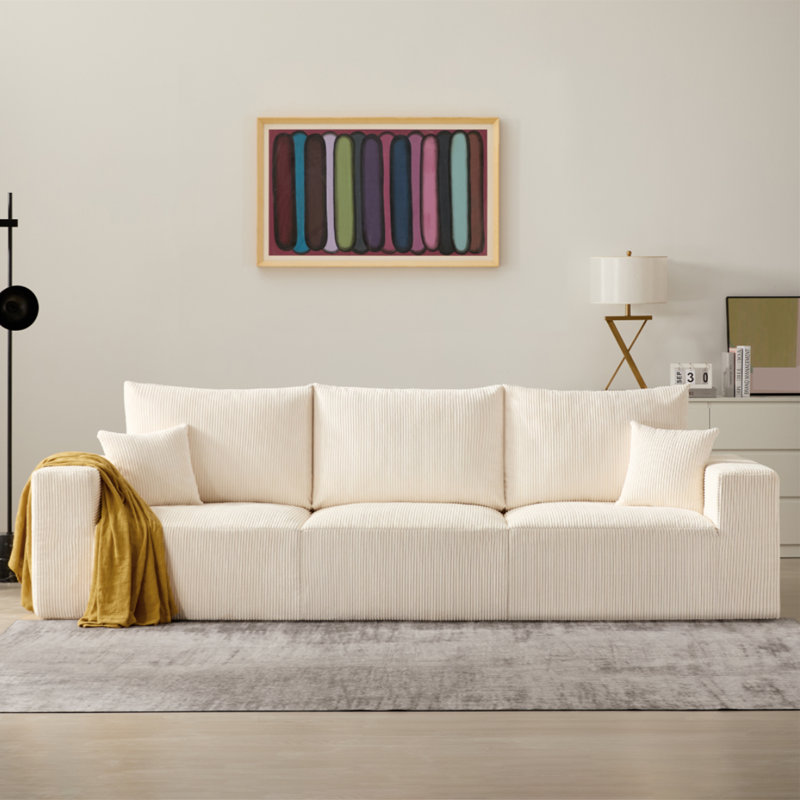 Fauteuil à billes 113 po avec canapé-lit 113 po Corduroy, Velours côtelé beige
