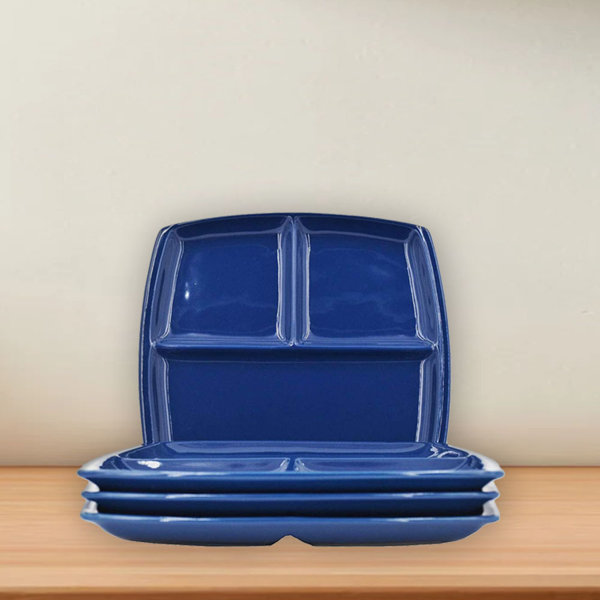 Vintage Tupperware Reheatables Divided Plates Blue 