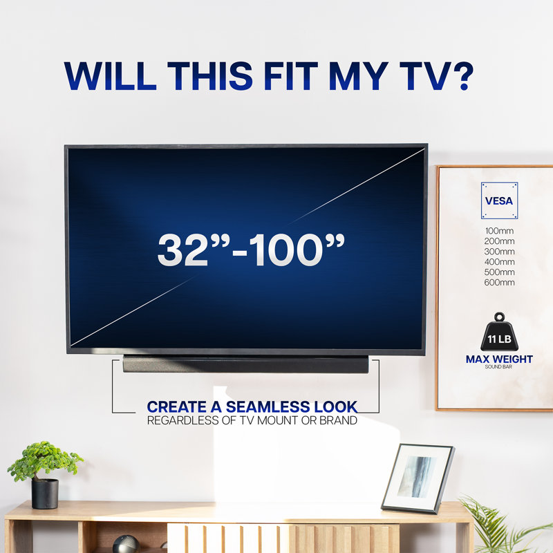VIVO Height and Depth Adjustable Soundbar Bracket Mount for Wall Mounted TV
