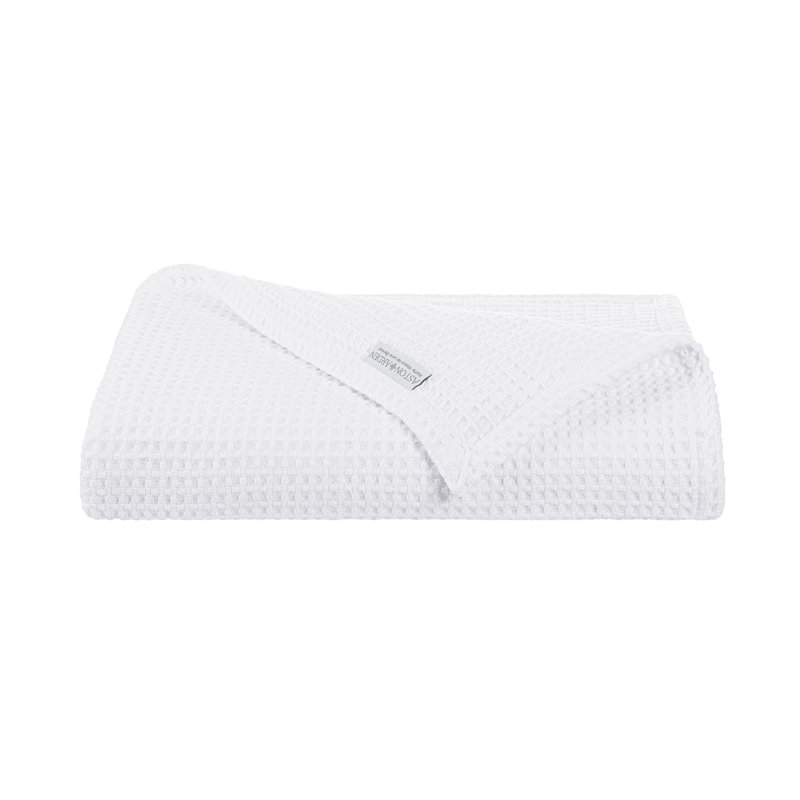 Couverture en coton Waffle Weave, Blanc, Grand