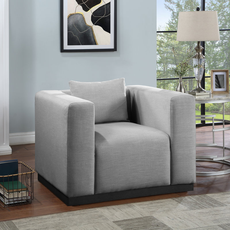 Huzayl 44,5 po de large, Tissu gris texturé en lin
