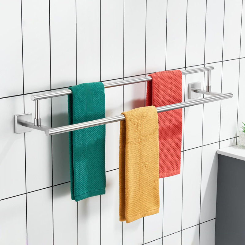 Barre à serviettes de bain double 32 pouces, Nickel brossé