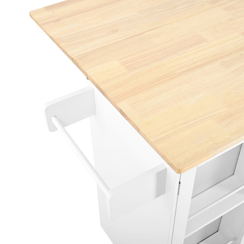 50"W Kitchen Island With Locking Wheels&Drop Leaf