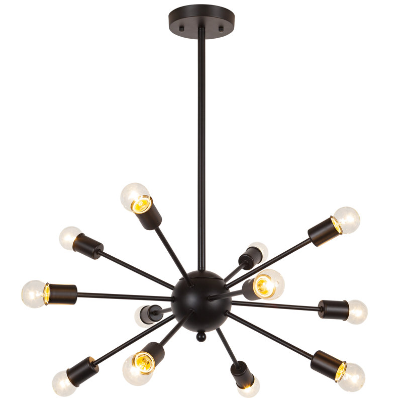 Lustre sphérique Spoutnik à 12 lumières Erland, Noir