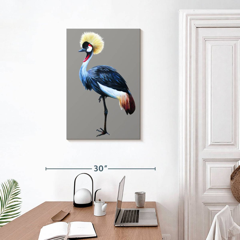 Brampt Crane With Grey Crown, 30" H x 20" W