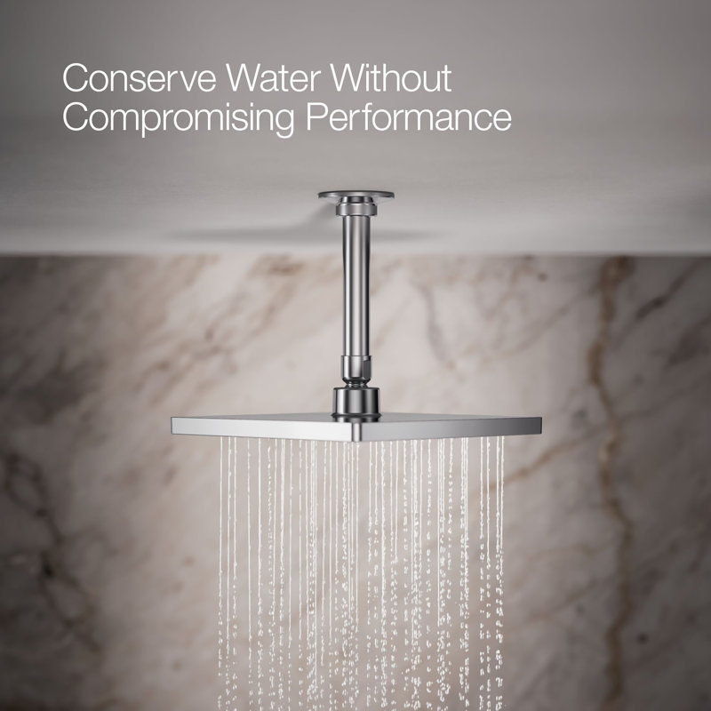 Honesty 8" Single-Function Wall or Ceiling-Mount Square Rainhead, Square Rain Showerhead 1.75 GPM, Polished Chrome
