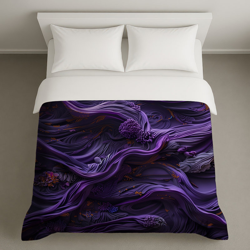 Housses de couette tourbillons mauves complexes, Grand lit