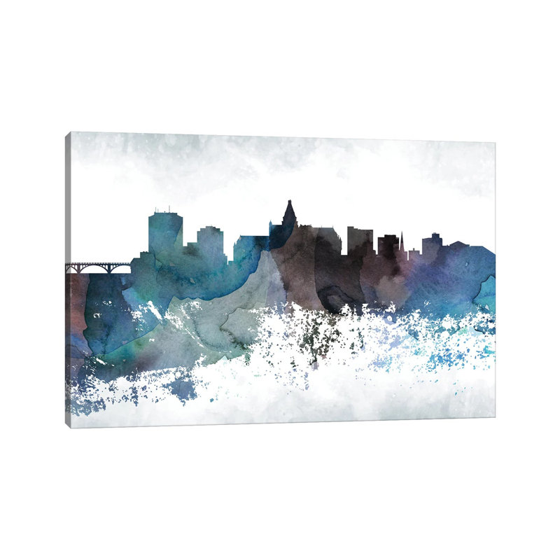 Saskatoon Bluish Skyline par Walldecoraddict - estampe numérique sur toile tendue avec châssis, H 12 po x l 18 po x 1,5 po
