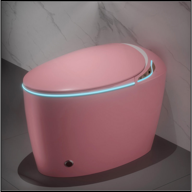 Unique Smart Toilet With Bidet Built In, Intelligent One Piece Toilet For Modern Bathroom, Auto Open/Close Seat, Foot Sensor, LED Display,Night Light, Warm Water & Dryer,Pink