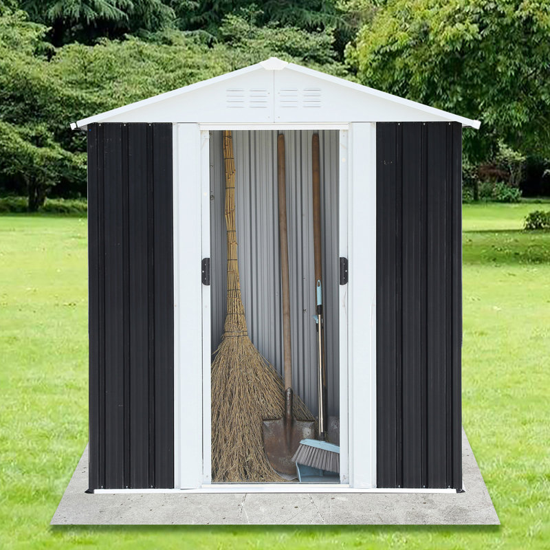 Remise d'extérieur en métal 5 x 3 pi avec finition gris foncé et revêtement en alliage d'aluminium pour atelier, Gris foncé