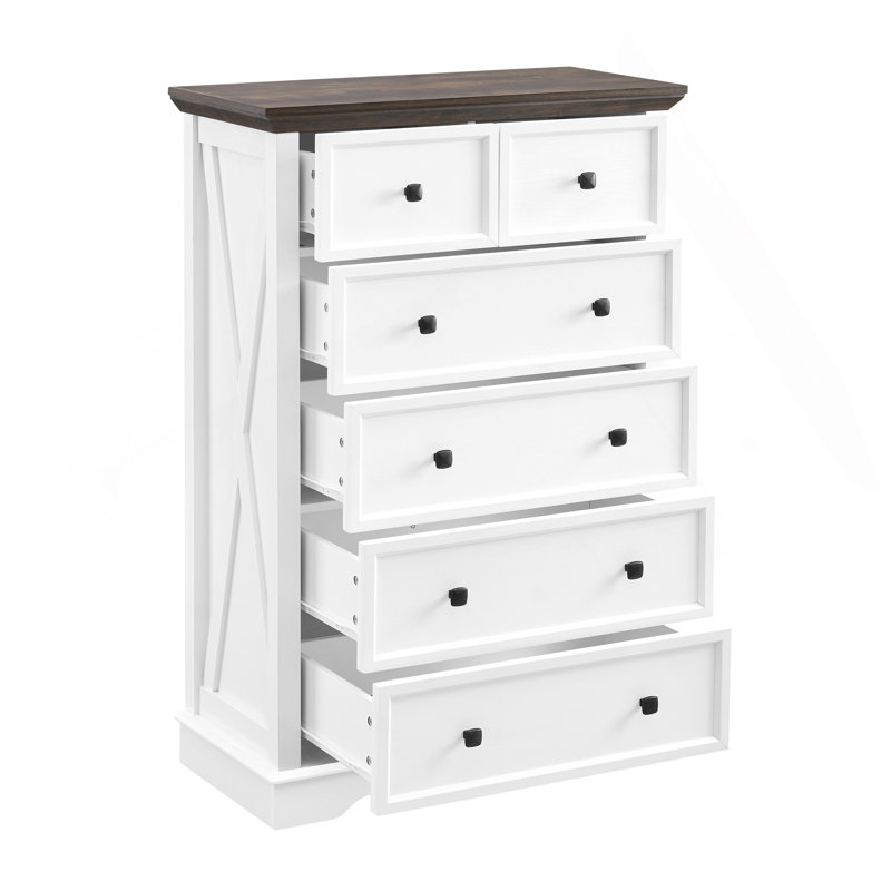 Commode polyvalente à 6 tiroirs pour organiser et améliorer l'espace de vie, Blanc / Brun