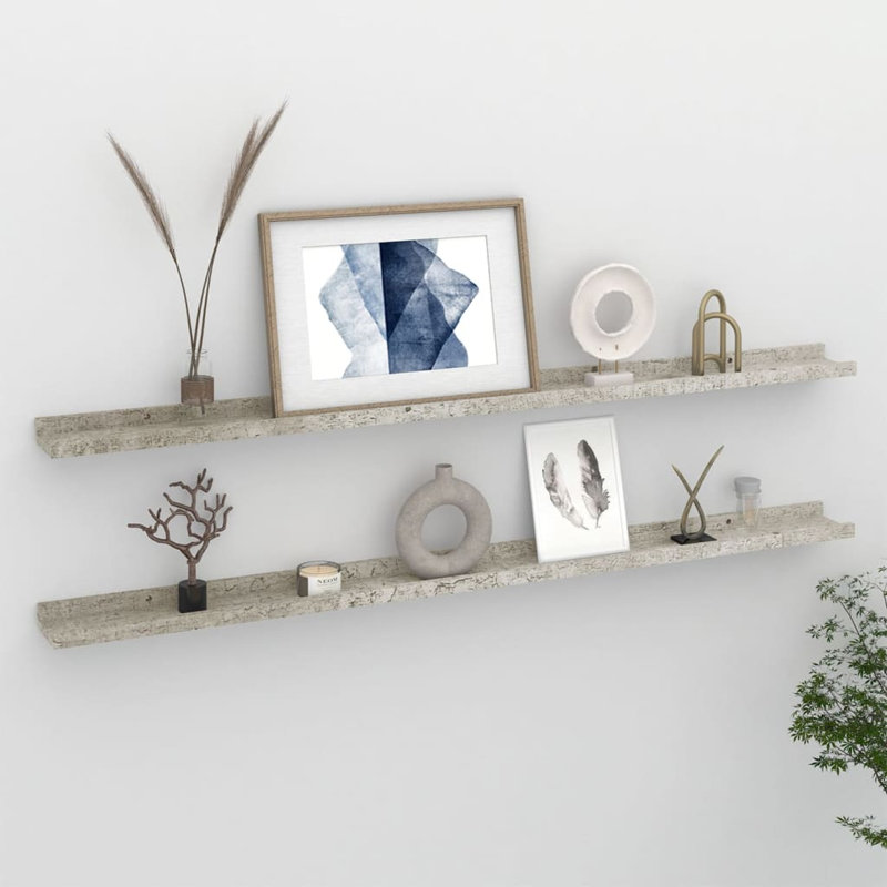 Gracelan 2 Piece Picture Ledge Wall Shelf, Concrete Grey, 3 cm H x 115 cm W x 9 cm D