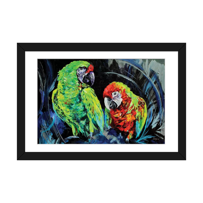 « caws », reproduction sur toile, H 16 po x l 24 po x P 1 po, Papier d'art encadré noir, Blanc