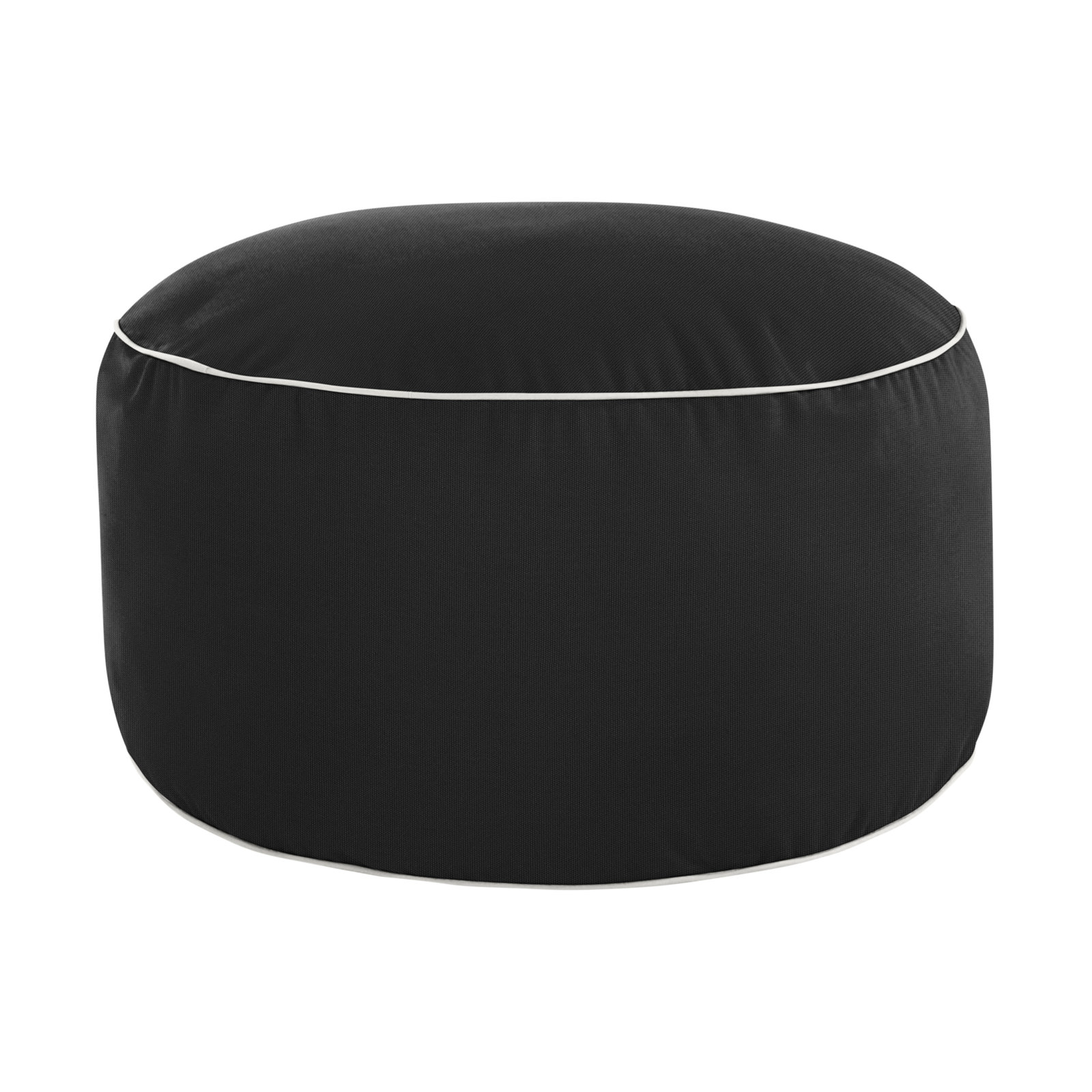 Demi Round Upholstered Outdoor Ottoman with Sunbrella® Cushion, Canvas Black Sunbrella® Canvas