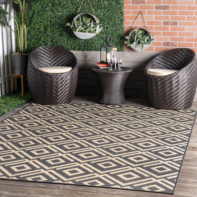 Tapis intérieur / extérieur gris Quintero, Rectangle 4 pi x 6 pi