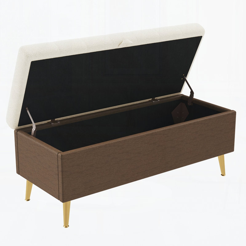 Banc de rangement avec repose-pieds Modern, Beige