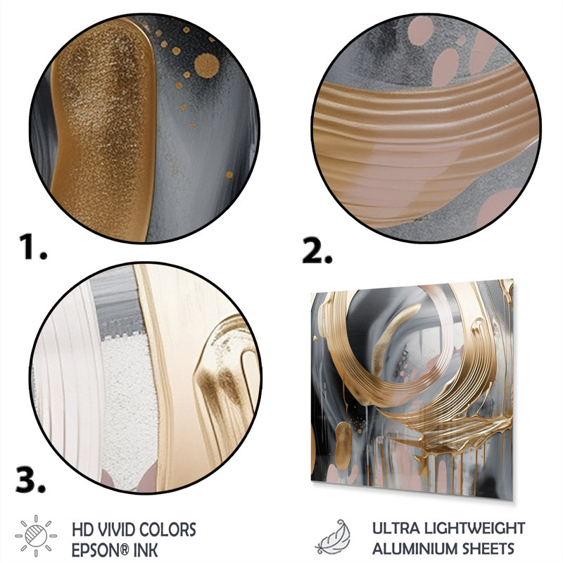 Glam Abstract Wall Decor on Metal, 16" H x 16" W x 1" D