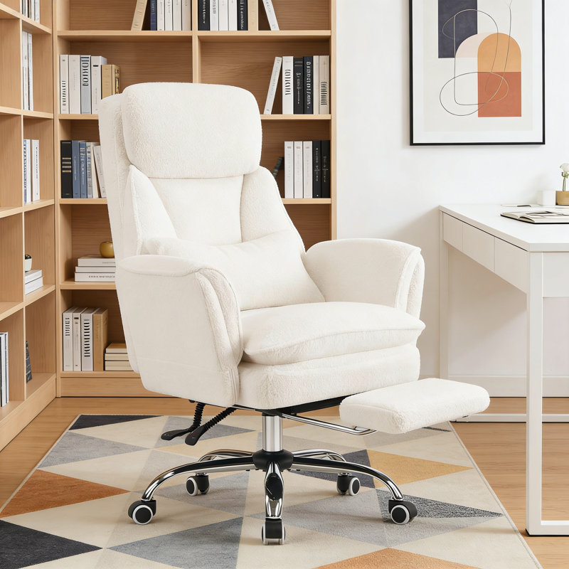 Ergonomic Reclining Office Chair with 180° Flip-Up Arms & Independent Lumbar Support – Heavy Duty Executive Gaming Chair with Retractable Footrest