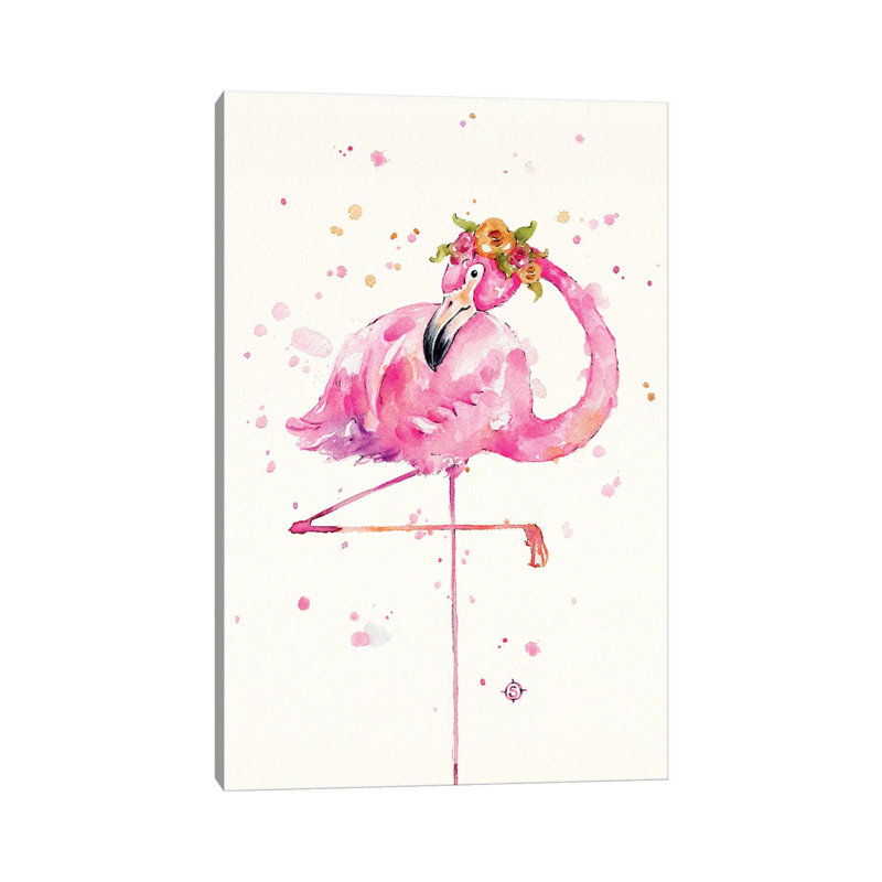 Sweet Flamingo by Sillier Than Sally - Wrapped Canvas Print, 152.5 cm H x 101.5 cm W