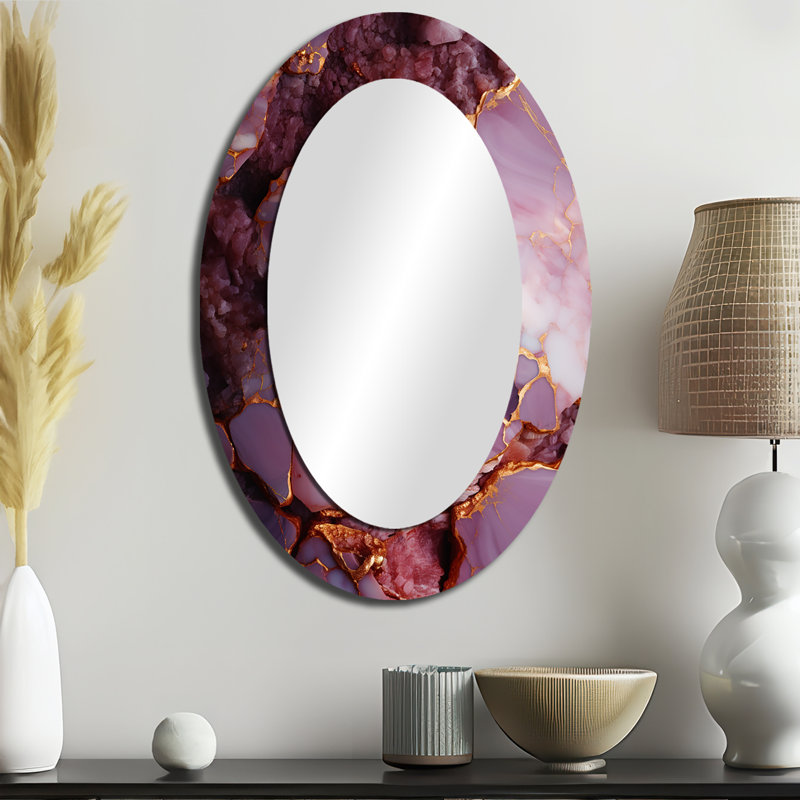 Miroir mural moderne rose et doré Agate River I - Gold, H 36 po x l 24 po