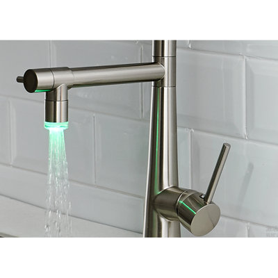 Heavy Duty Commercial Style Ledkitchen Sink Faucet, Single Handle Pre-Rinse Spring Sprayer Kitchen Faucets, High Arc Pull Down Kitchen Faucet