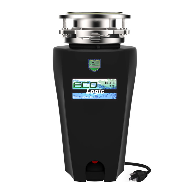 Eco Logic Black 1/3 HP Continuous Feed Garbage Disposal with Cord