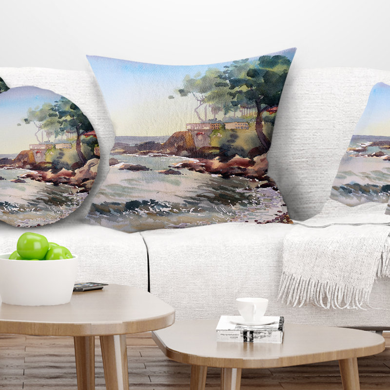 Coussin Schafer Landscape Cote d Azur France, 18 po x 18 po, Coussin décoratif