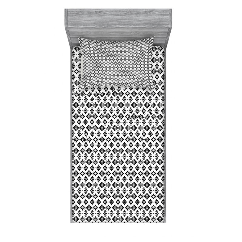 Ensemble de draps en microfibre Tribal, Ensemble de draps pour lit simple avec drap-housse
