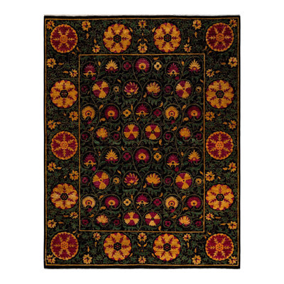 Wrightsville One-of-a-Kind 8' 2" X 10' 5" New Age Wool Area Rug Black