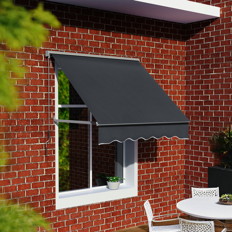 Retractable Window Awning with Adjustable Canopy Angle, Aluminum Frame
