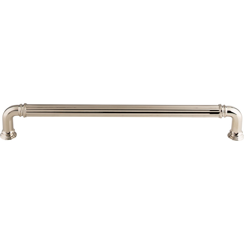 Reeded 12" Center to Center Appliance Pull, Polished Nickel, 12" Center to Center