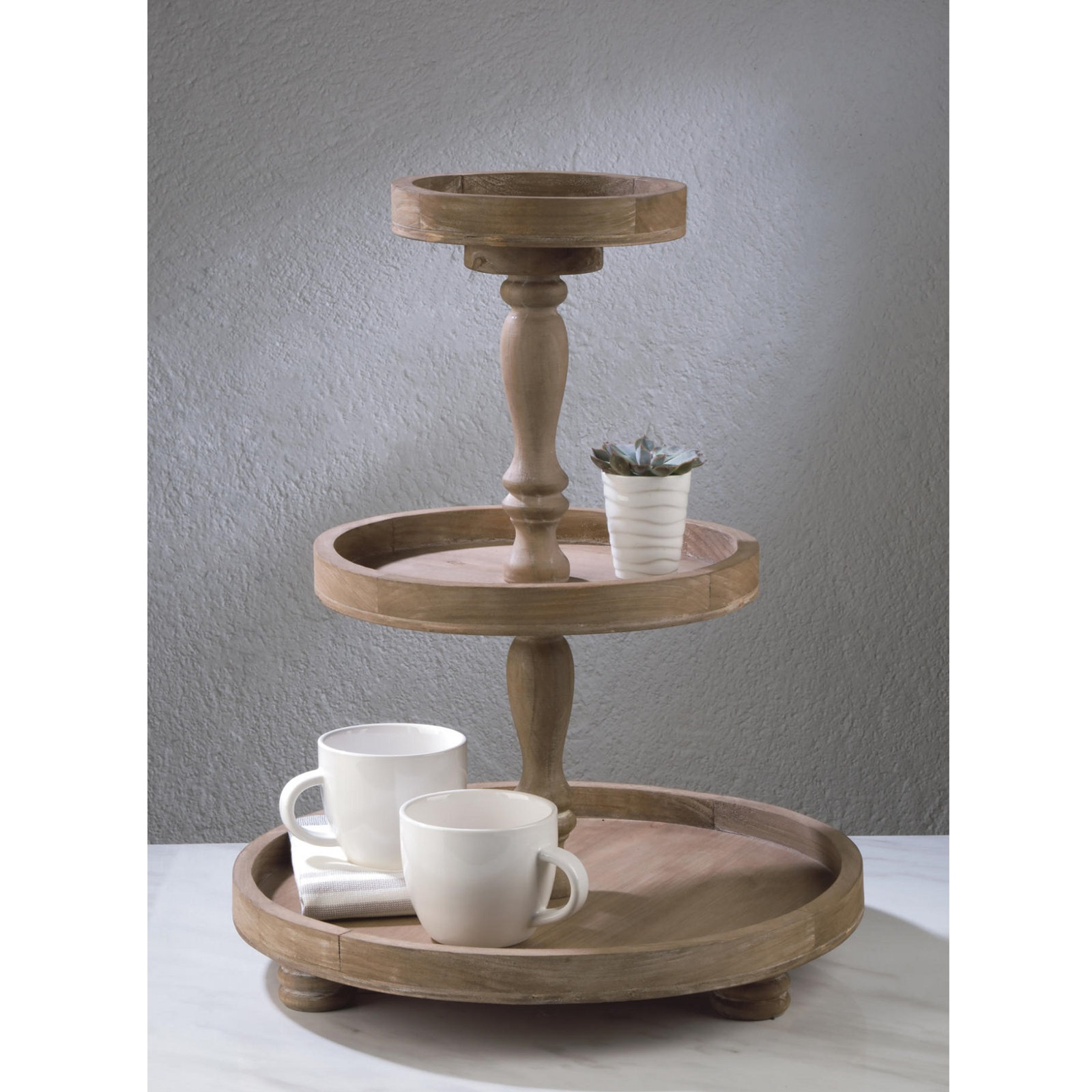 Harborside Wood Tiered Stand, Brown