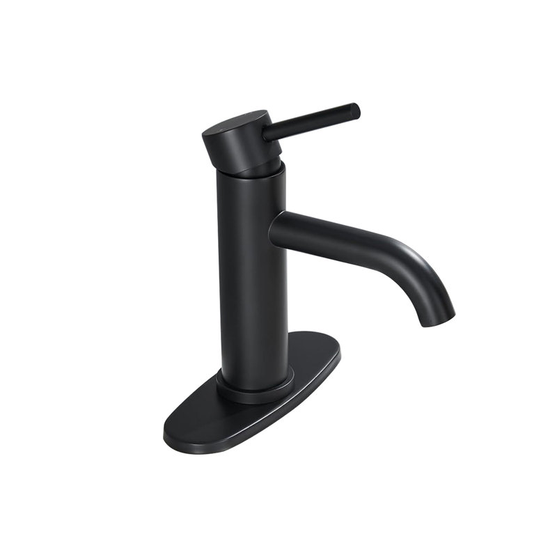 Single Handle Bathroom Faucet Lavatory Faucet Stainless Steel Single Hole-T10, Matte Black, Matte Black
