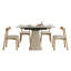 Ensembles de table de salle à manger modernes et peu encombrants avec dalle de roche extensible et chaises en bois