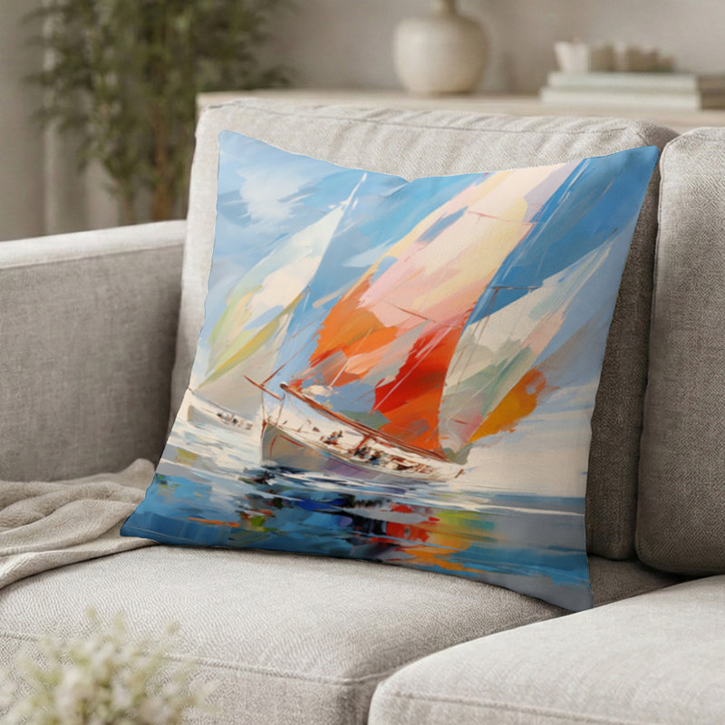 Coussin décoratif à motif de voilier - Fresin de voile abstrait Vents I Coussin décoratif imprimé, 16"H x 16"W