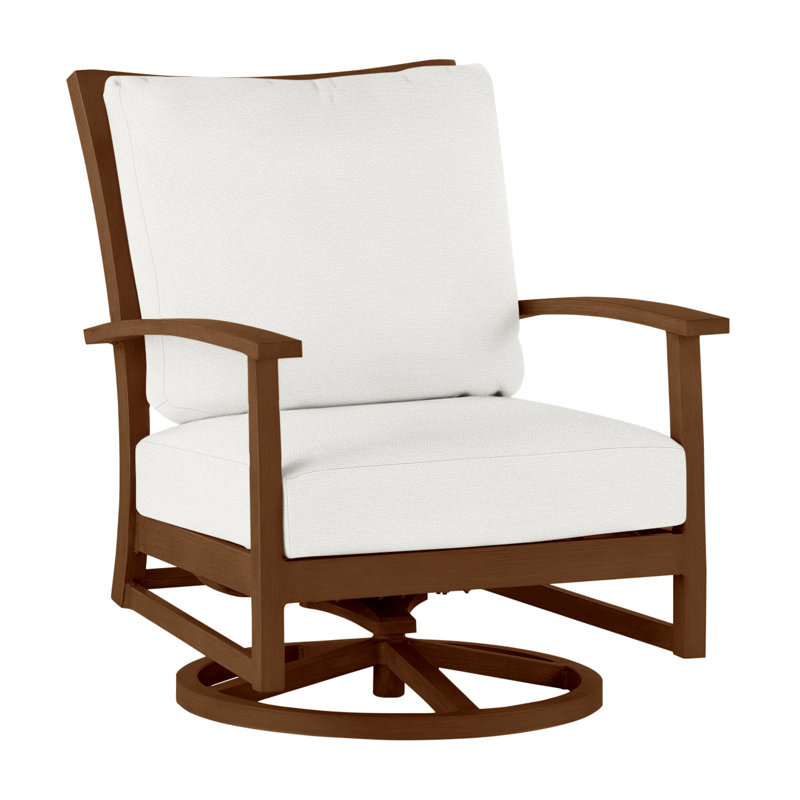 Charleston Patio Lounge Chair with Cushions, No Welt, Linen Dove, Charleston Aluminum #60 Oak