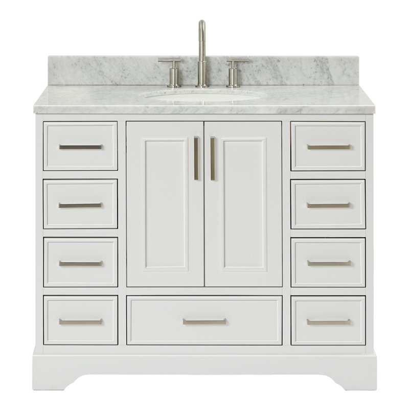 Ensemble de meuble-lavabo simple 43 po avec plateau Abita, Blanc