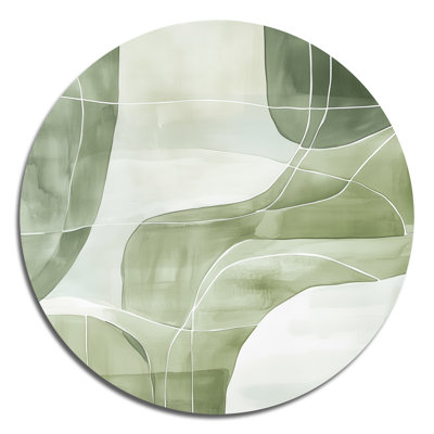 Sage Lines - Abstract Modern Transitional Round Metal Wall Decor