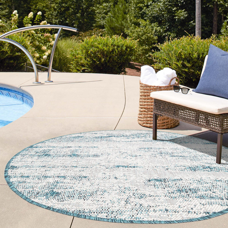 Tapis extérieur bleu iris, Rond 10 pi