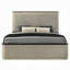 Grand lit Trex, revêtement en lin gris, dessus en marbre, bois beige cannelé-121085520