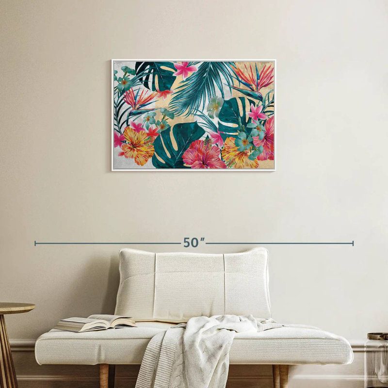 Flore tropicale, Cadre flottant blanc, 31 po x 21 po